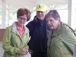 Marie Delich, Al Mayoros, Mary Wojnas admire the fish